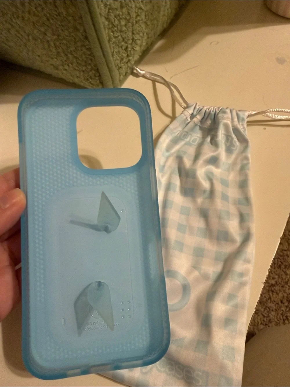 iPhone 16 pro Loppy Blue Gingham Case
